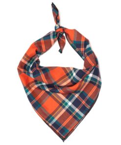 Orange Navy Plaid Bandana